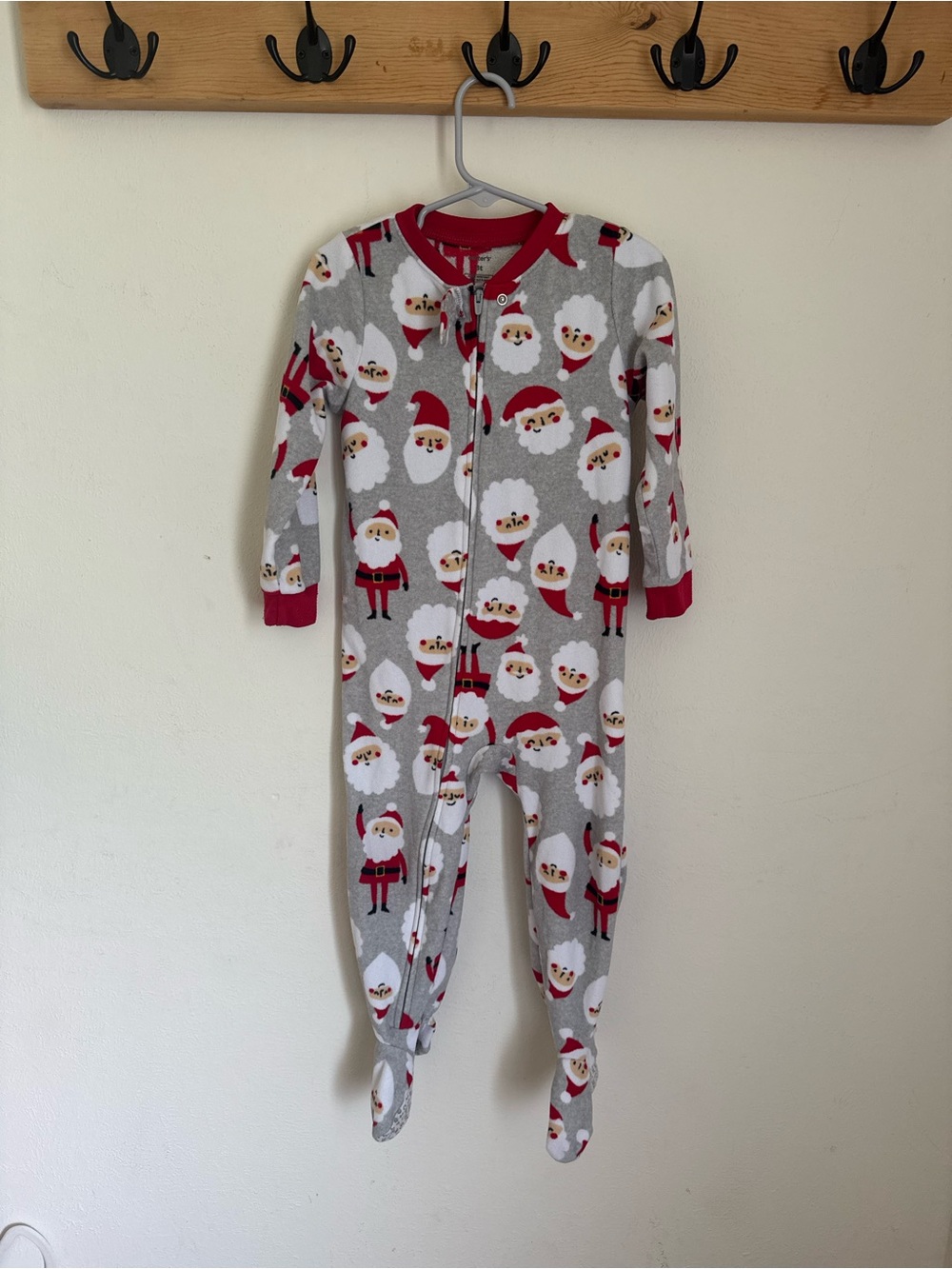 Holiday Santa One-Piece Footed Pajamas